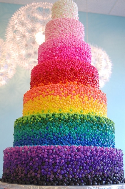 Resultado de imagem para bolo decorado arco iris